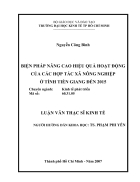 Biện pháp nâng cao hiệu quả hoạt động của các Hợp tác xã nông nghiệp ở tỉnh Tiền Giang đến 2015