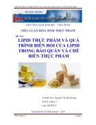 Khảo sát các biến đổi của lipid trong quá trình bảo quản chế biến