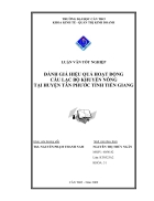 Đánh giá hiệu quả hoạt động câu lạc bộ Khuyến nông tại huyện Tân Phước tỉnh Tiền Giang