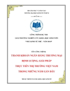 Thanh khoản ngân hàng thương mại Định lượng giải pháp Thực tiễn thị trường Việt Nam trong những năm gần đây