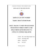 Thực trạng và một số giải pháp nhằm hoàn thiện chiến lược hoạt động kinh doanh của công ty cổ phần Địa Sinh