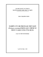 Nghien cuu he Protease trun que Perionyx excavatus trong qua trinh tu phan va kha nang ung dung