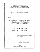 Khảo sát mối liên hệ định lượng giữa độc tính và cấu trúc của các hợp chất benzen