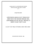 Gop phan khao sat tinh dau mot so can hanh thuoc ho zingiberaceae duoc trong o mien nam viet nam