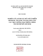 Nghiên cứu đánh giá mức độ ô nhiễm benzen toluene xylene btx ven các trục đường giao thông chính thành phố hồ chí minh