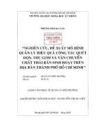 Nghiên cứu đề xuất mô hình quản lý hiệu quả công tác quét dọn thu gom và vận chuyển chất thải rắn sinh hoạt trên địa bàn thành phố hồ chí minh