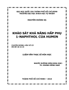 Khảo sát khả năng hấp phụ 1 naphthol của humin