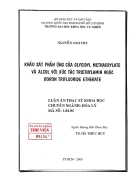 Khảo sát phản ứng của glycidyl methacrylate và alcol với xúc tác triethylamin hoặc boron trifluoride etherate