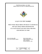 Phân tích hoạt động tín dụng và đánh giá kết quả hoạt động kinh doanh của ngân hàng sài gòn công thương chi nhánh cần thơ