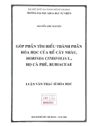 Góp phần tìm hiểu thành phần hóa học của rể cây nhàu morinda citrifolia l họ cà phê rubiaceae