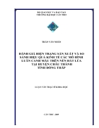 Danh gia hien trang san xuat va so sanh hieu qua kinh te cac mo hinh luan canh mau tren nen dat lua tai huyen chau thanh tinh dong thap