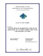 Lập kế hoạch marketing cho ngân hàng đầu tư và phát triển việt nam chi nhánh cần thơ