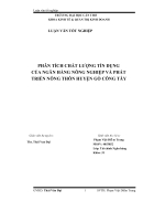 Phân tích chất lượng tín dụng của ngân hàng nông nghiệp và phát triển nông thôn huyện gò công tây