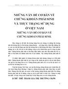 Những vấn đề cơ bản về chứng khoán phát sinh và thực trạng sử dụng ở việt nam