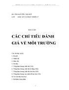 Các chỉ tiêu đánh giá về môi trường