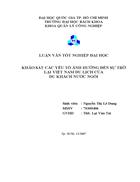 Khảo sát các yếu tố ảnh hưởng đến sự trở lại việt nam du lịch của du khách nước ngoài