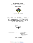 Phân tích hiệu quả hoạt ðộng sản xuất kinh doanh của tổng công ty viễn thông quân ðội viettel chi nhánh vĩnh long