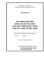 Hệ thống mô hình đánh giá sự phù hợp của quá trình phát triển dân số kinh tế Việt Nam