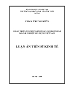 Hoàn thiện tổ chức kiểm toán nội bộ trong doanh nghiệp xây dựng Việt Nam