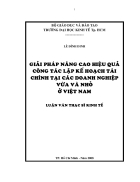 Giải pháp nâng cao hiệu quản công tác lập kế hoạch tài chính tại các doanh nghiệp nhỏ và vừa ở Việt Nam