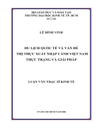 Du lịch quốc tế và vấn đề thị thực xuất nhập cảnh Việt Nam thực trạng và giải pháp