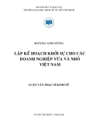 Lập kế hoạch khởi sự cho các DN vừa và nhỏ ở VN