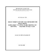 Hoàn thiện cơ chế tài chính đối với hoạt động KH CN trong các trường đại học ở Việt Nam