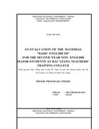 An evaluation of the material basic english iii for the second year non english major students at bac giang teachers training college