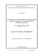 Anh hưởng của đô thị hoá đến phát triển kinh tế xã hội của huyện Phổ Yên tỉnh Thái Nguyên