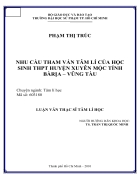 Nhu cầu tham vấn tâm lý của học sinh THPT huyện Xuyên Mộc tỉnh Bà Rịa Vũng Tàu