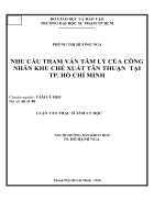 Nhu cầu tham vấn tâm lý của công nhân khu chế xuất Tân Thuận tại thành phố Hồ Chí Minh