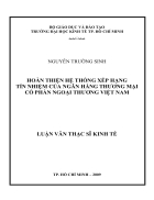 Hoàn thiện hệ thống xếp hạng tín nhiệm của ngân hàng thương mại cổ phần ngoại thương việt nam