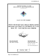 Phân tích kết quả hoạt động kinh doanh tại công ty cổ phần tư vấn đầu tư xây dựng gia thịnh