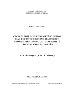 Các biện pháp quản lý nhằm tăng cường Giáo dục tư tưởng Chính trị đạo đức cho sinh viên Cao đẳng Kinh tế Tài chính tỉnh Thái Nguyên