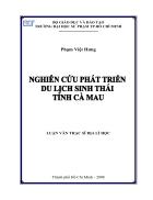 Nghiên cứu phát triển du lịch sinh thái tỉnh Cà Mau