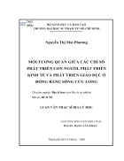 Mối tương quan giữa các chỉ số phát triển con người phát triển kinh tế và phát triển giáo dục ở Đồng Bằng Sông Cửu Long