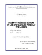 Nghiên cứu phát triển bền vững du lịch sinh thái thành phố Đà Lạt tỉnh Lâm Đồng