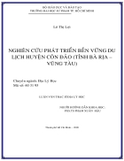 Nghien cuu phat trien ben vung du lich huyen Con Dao tinh Ba Ria Vung Tau