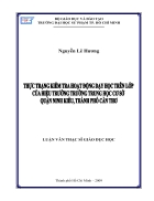 Thực trạng kiểm tra hoạt động dạy học trên lớp của hiệu trưởng trường THCS quận Ninh Kiều thành phố Cần Thơ