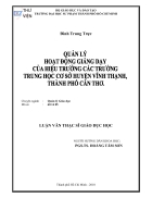 Quản lí hoạt động giảng dạy của hiệu trưởng các trường trung học cơ sở huyện Vĩnh Thạnh thành phố Cần Thơ