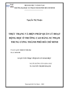 Thực trạng và biện pháp quản lý hoạt động học ở trường Cao đẳng sư phạm Trung ương thành phố Hồ Chí Minh