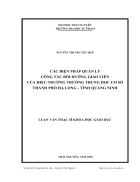 Các biện pháp quản lý công tác bồi dưỡng giáo viên của hiệu trưởng trường trung học cơ sở thành phố hạ long tỉnh quảng ninh