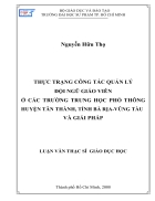 Thực trạng công tác quản lý đội ngũ giáo viên ở các trường trung học phổ thông huyện Tân Thành tỉnh Bà Rịa Vũng Tàu và giải pháp