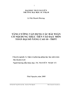 Tăng cường vận dụng các bài toán có nội dung thực tiễn vào dạy môn toán đại số nâng cao 10 thpt