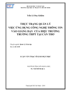 Thực trạng quản lý việc ứng dụng công nghệ thông tin vào giảng dạy của hiệu trường trường THPT tại Cần Thơ