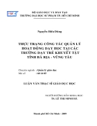 Thực trạng công tác quản lý hoạt động dạy học tại các trường dạy trẻ khuyết tật tỉnh Bà Rịa Vũng Tàu