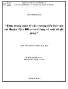 Thực trạng quản lý các trường tiểu học bán trú huyện Tịnh Biên An Giang và một số giải pháp