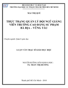 Thực trạng quản lý đội ngũ giảng viên trường Cao Đẳng sư phạm Bà Ria Vũng Tàu