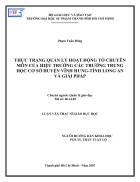 Thực trạng quản lý hoạt động tổ chuyên môn của hiệu trưởng các trường THCS huyện Vĩnh hưng tỉnh Long An và giải pháp