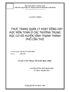 Thực trạng quản lý hoạt động dạy học môn Toán ở các trường trung học cơ sở huyện Vĩnh Thạnh thành phố Cần Thơ